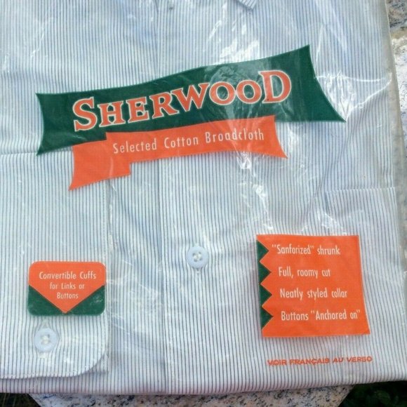 New Men's Sherwood Dress Casual Pin-Stripe Broadcloth Sanforized Shirt Sz 15 1/2 - Picture 1 of 11